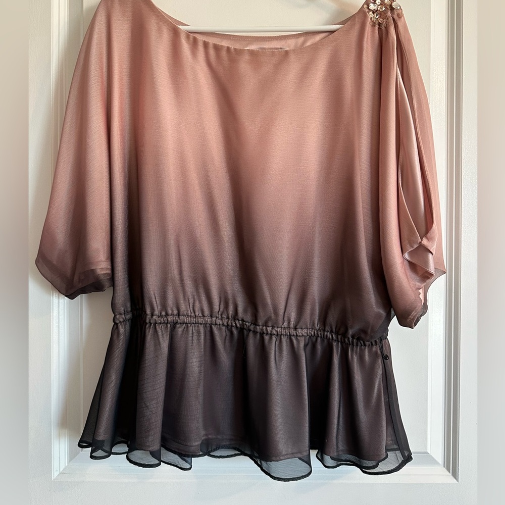 Chic Ombre Pink and Black Blouse